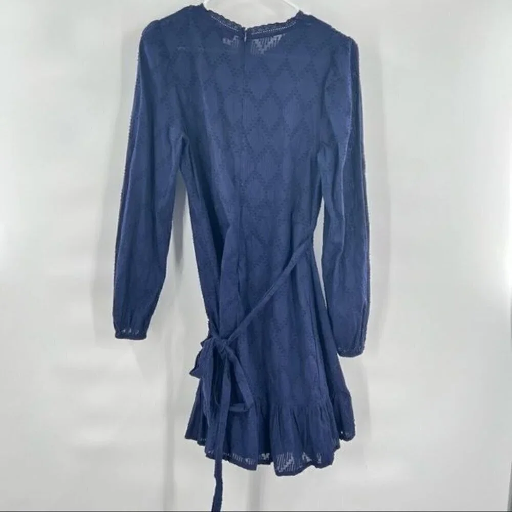 J. Crew blue cotton faux wrap dress size S